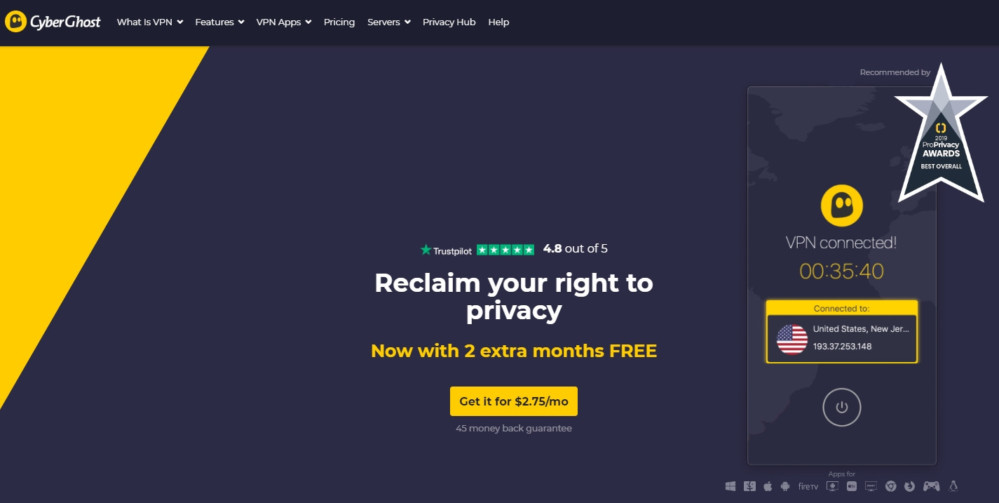 CyberGhost is a reliable VPN service with excellent privacy protection, decent speed and multifunctional SOFTWARE.
